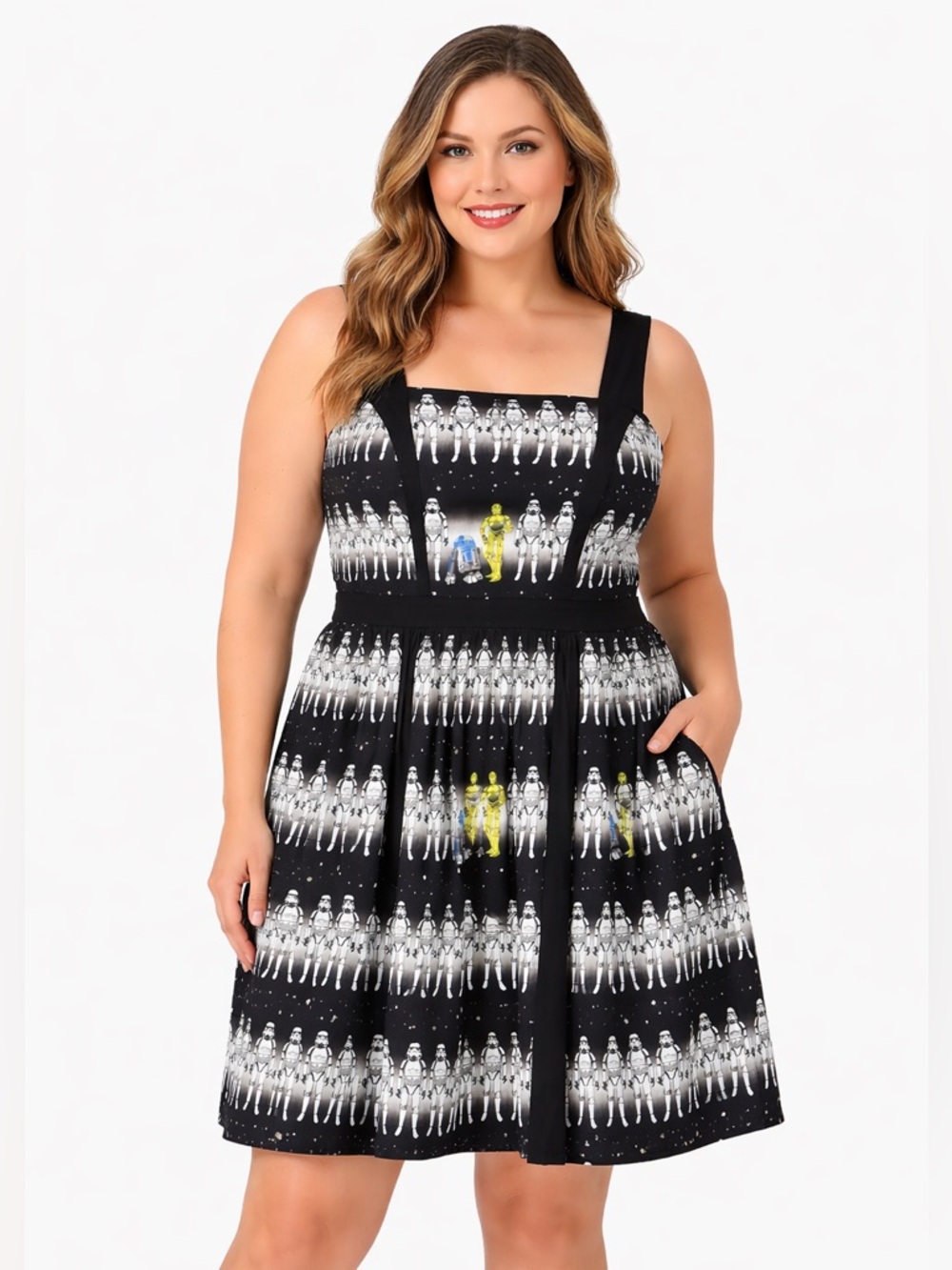 Disney Star Wars Stormtrooper Dress 1X Fit & Flare Droid R2-D2 C-3P0 May 4th LE